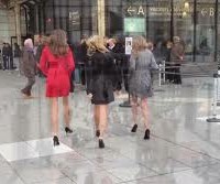 Etam's stripping models shock the Musee d'Orsay in Paris (the punters don't seem to mind too much)